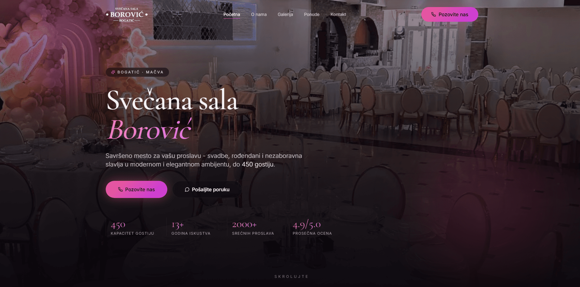 Svečana Sala Borović - sajt za svečanu salu